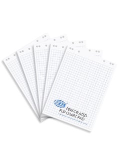 FIS FIS Pack of 5 Pieces Perforated Flip Chart Pad, 100 GSM, Size: 810x585mm, 25mm Square-20 Sheets - FSFC20-25MM_5PC  - Image 2