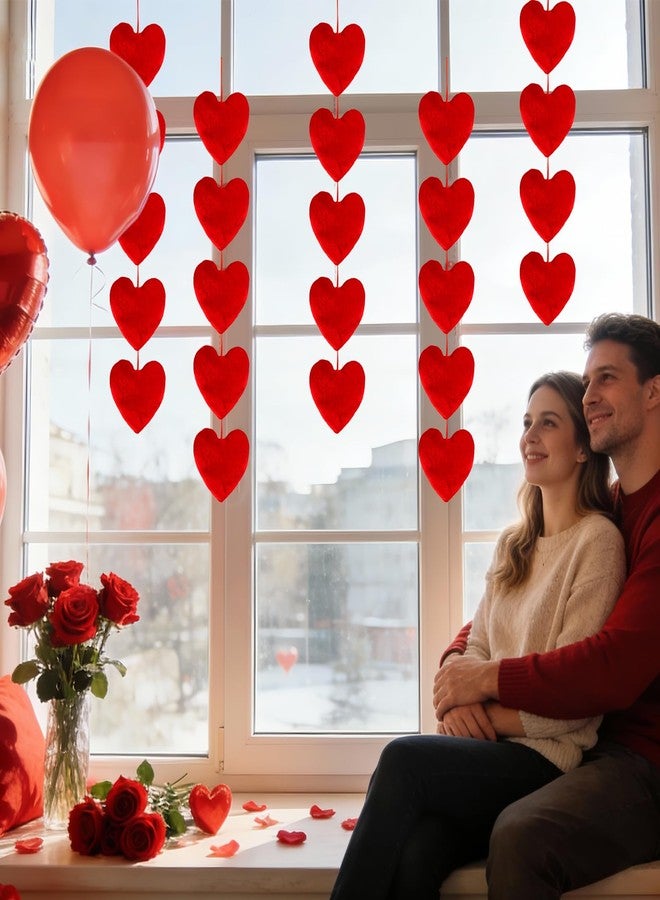 زينة عيد الحب: فيونكة مخملية على شكل قلب أحمر، 4 قطع، 6 × 6 بوصة، زينة معلقة على شكل قلب أحمر للمنزل، مناسبة للجدران والأبواب، ولحفلات عيد الحب والزفاف والذكرى السنوية وأعياد الميلاد. - Image 4