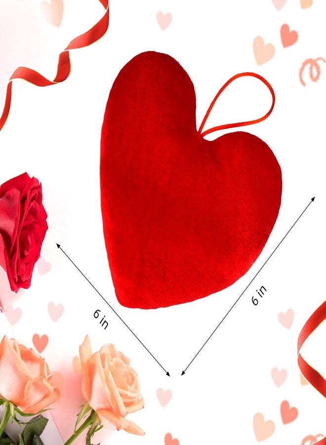 زينة عيد الحب: فيونكة مخملية على شكل قلب أحمر، 4 قطع، 6 × 6 بوصة، زينة معلقة على شكل قلب أحمر للمنزل، مناسبة للجدران والأبواب، ولحفلات عيد الحب والزفاف والذكرى السنوية وأعياد الميلاد. - Image 2