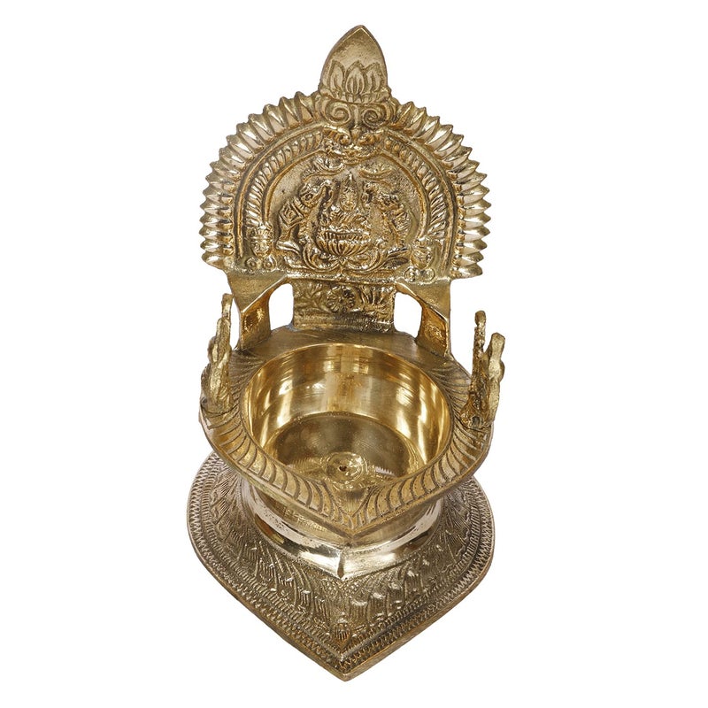 ARTVARKO Big Brass Gajlakshmi Gaj Lakshmi Oil Diya Laxmi Deepam for Home Decor Pooja Decorative Deepak Diwali Puja Wedding Gift Mandir Temple 7 Inch - Image 3