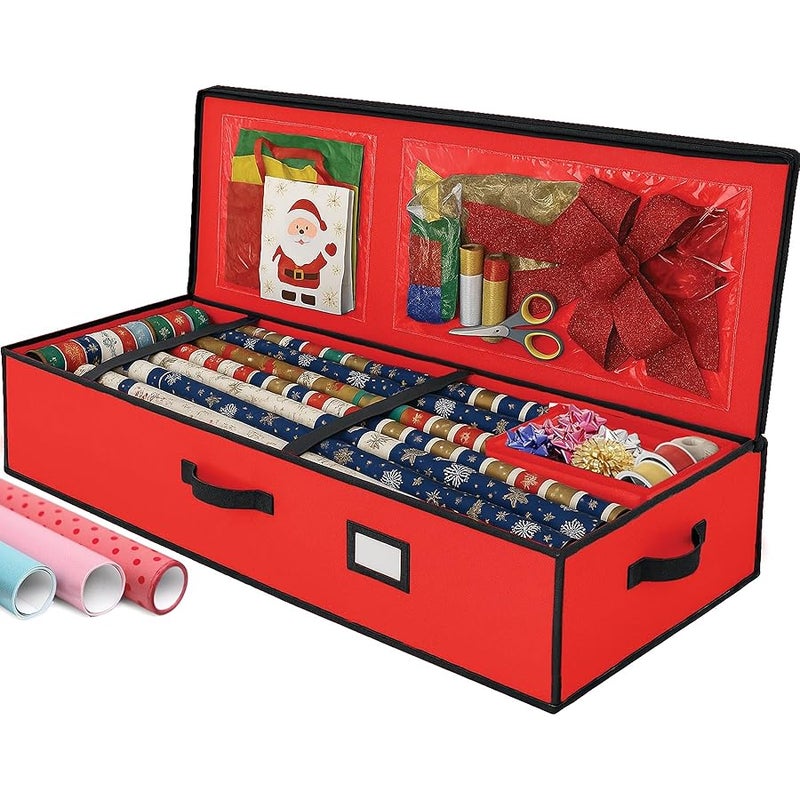 PEULEX Wrapping Paper Organizer with Straps and Pockets, Gift Wrap Organizer Bag for  Decorations - Fits Up to 24 Rolls - Under The Storage - Image 1
