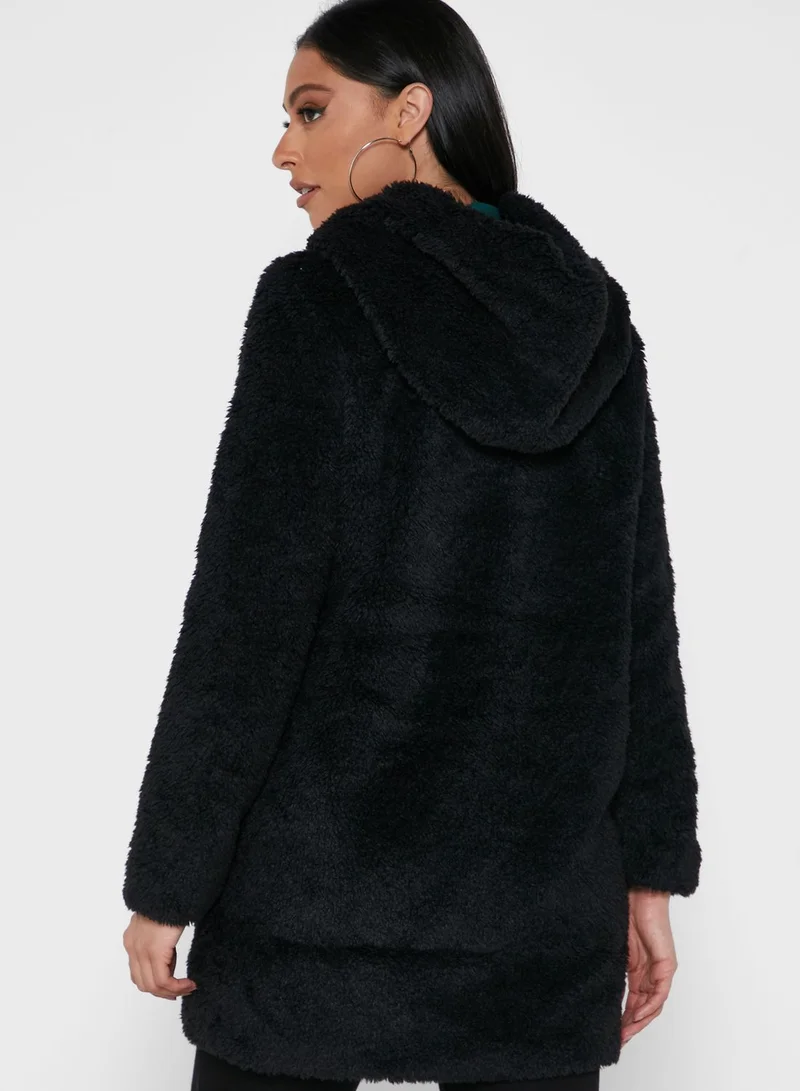 VERO MODA Hooded Fleece Longline Coat