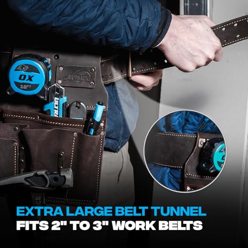 OX Tools Leather Tool Pouch for Pro Drywall Contractor, Oil Tanned Leather Tool Belt Pouches Hammer Loop, Belt Loops, Framing Drywaller's Tool Organizer Bag OX-P263801 - Image 5