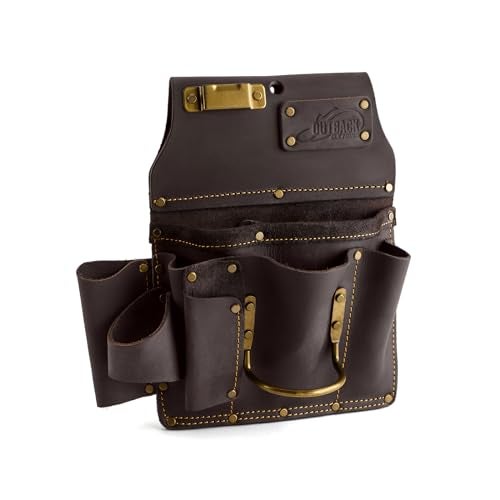 OX Tools Leather Tool Pouch for Pro Drywall Contractor, Oil Tanned Leather Tool Belt Pouches Hammer Loop, Belt Loops, Framing Drywaller's Tool Organizer Bag OX-P263801 - Image 1