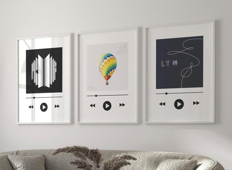 Bts Album Cover Bts Poster Set Of 3 Aesthetic Bts Room Decor A3 For Room Decor | 300 Gsm (13 × 19) Poster Unframed Bts Wall Art - Paper 