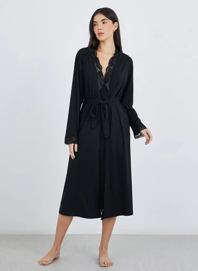 Styli Styli Jersey Lace Edge Robe
