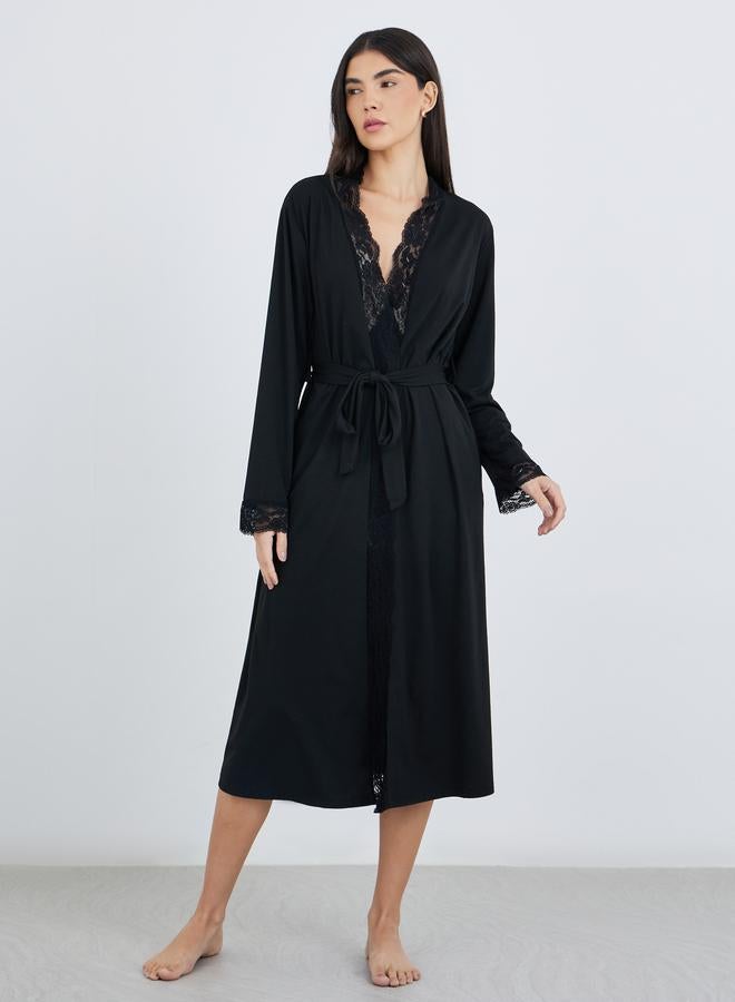Styli Jersey Lace Edge Robe - Image 2