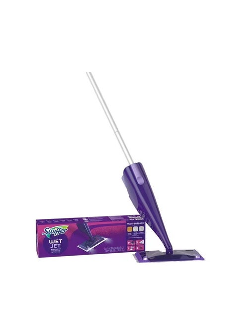 Swiffer WetJet Hardwood and Floor Spray Mop, All-In-One Mopping Cleaner Starter Kit, Includes: 1 WetJet, 5 Pads, Cleaning Solution & Batteries