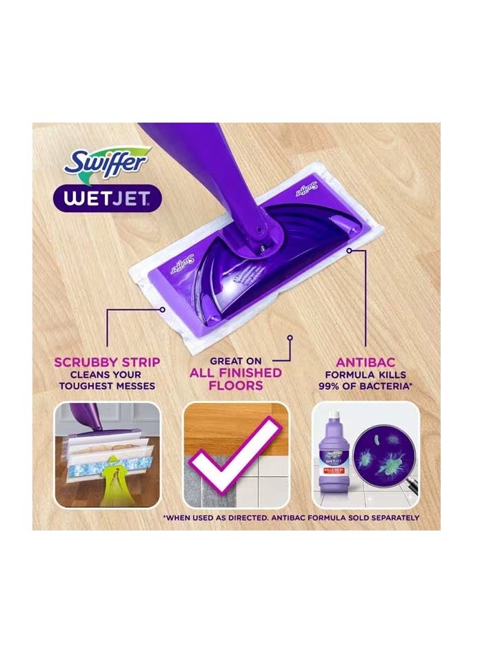 Swiffer WetJet Hardwood and Floor Spray Mop, All-In-One Mopping Cleaner Starter Kit, Includes: 1 WetJet, 5 Pads, Cleaning Solution & Batteries