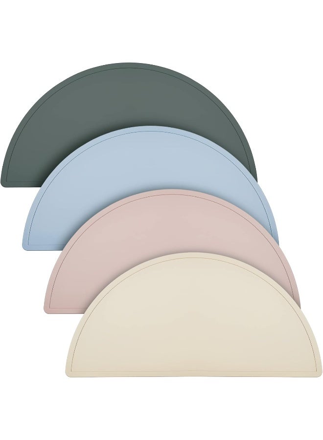 Potchen 4 Packs Silicone Placemats for Baby Non Slip Placemats for Kids Toddlers Food Table Mats Portable Toddlers Placemats for Dining Table - Image 1