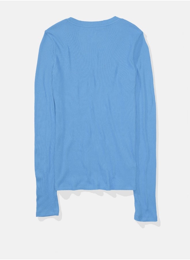American Eagle AE Plush Long-Sleeve V-Neck Tee  - Image 4