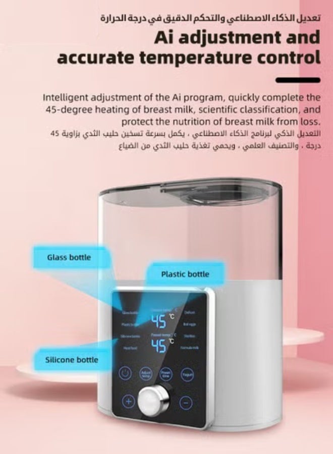 DOOKOO 9 In 1 Baby Bottle Warmer u0026 Sterilizer u0026 Electric Baby Food Makerr u0026 Milk Heater Defrost with Timer, Accurate Temperature Control, LCD Display, Night Light, Sterilizing, For Double Bottl - Image 3