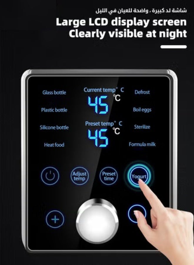 DOOKOO 9 In 1 Baby Bottle Warmer u0026 Sterilizer u0026 Electric Baby Food Makerr u0026 Milk Heater Defrost with Timer, Accurate Temperature Control, LCD Display, Night Light, Sterilizing, For Double Bottl - Image 4