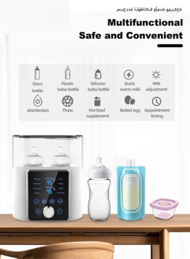 DOOKOO 9 In 1 Baby Bottle Warmer u0026 Sterilizer u0026 Electric Baby Food Makerr u0026 Milk Heater Defrost with Timer, Accurate Temperature Control, LCD Display, Night Light, Sterilizing, For Double Bottl - Image 5