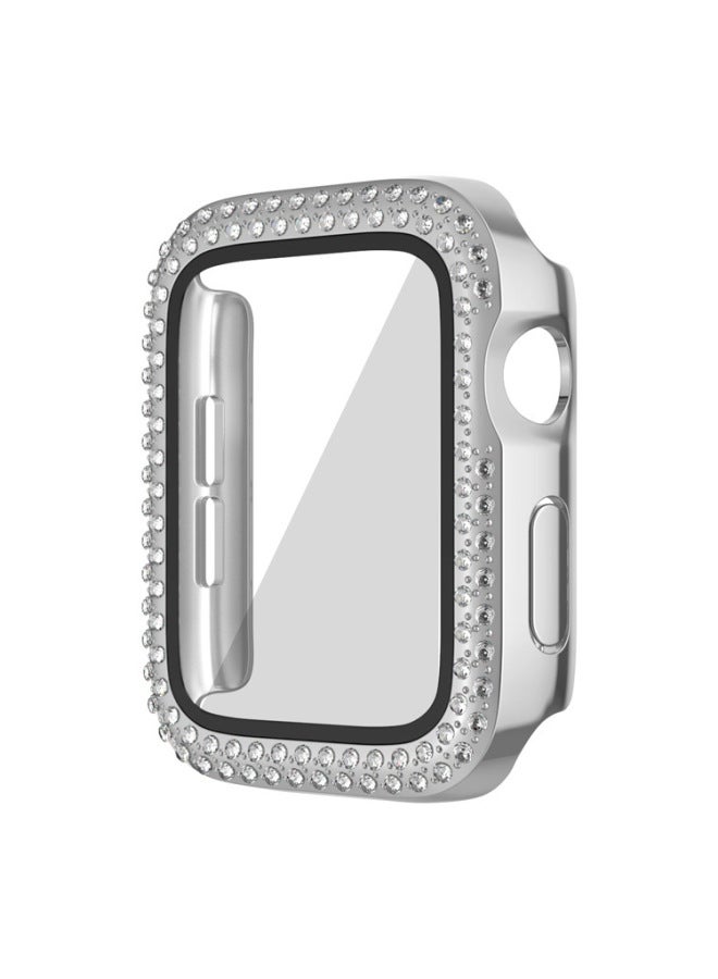 Suitable For Apple Wathc Case Electroplated Double Row Diamond With Film Iwatch987 Watch Case Protective Cover-Color:Blue-Appearance Size:44mm(OPP Bag)  - Image 4