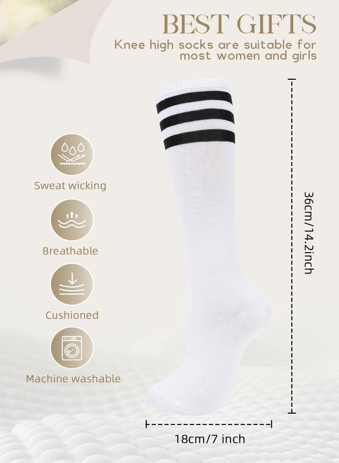 American Trends Knee High Socks for Women Striped Tube Socks Youth Athletic Soccer Socks 2 Pack Black White & White Black One Size - Image 4