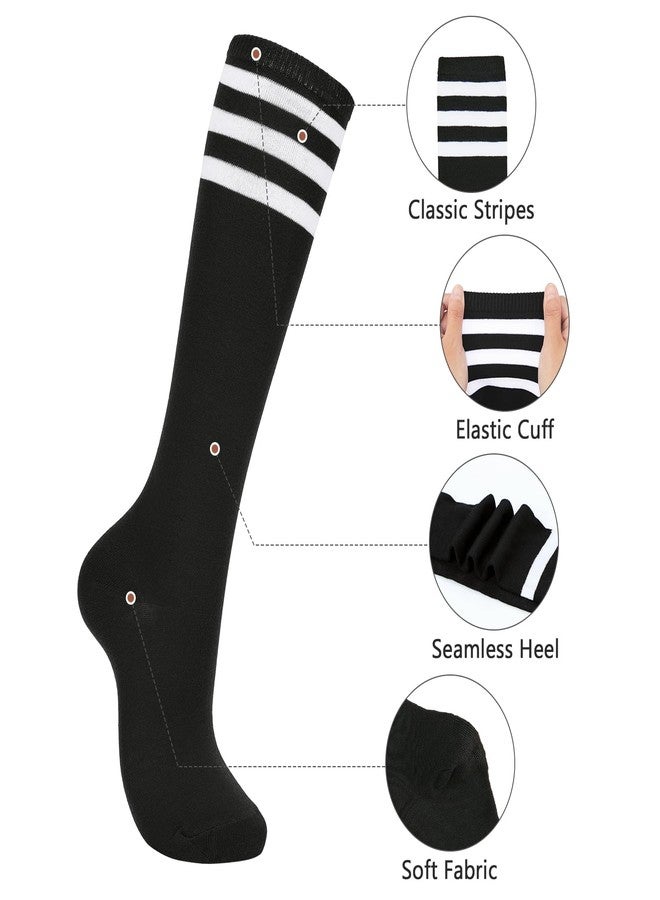 American Trends Knee High Socks for Women Striped Tube Socks Youth Athletic Soccer Socks 2 Pack Black White & White Black One Size - Image 3
