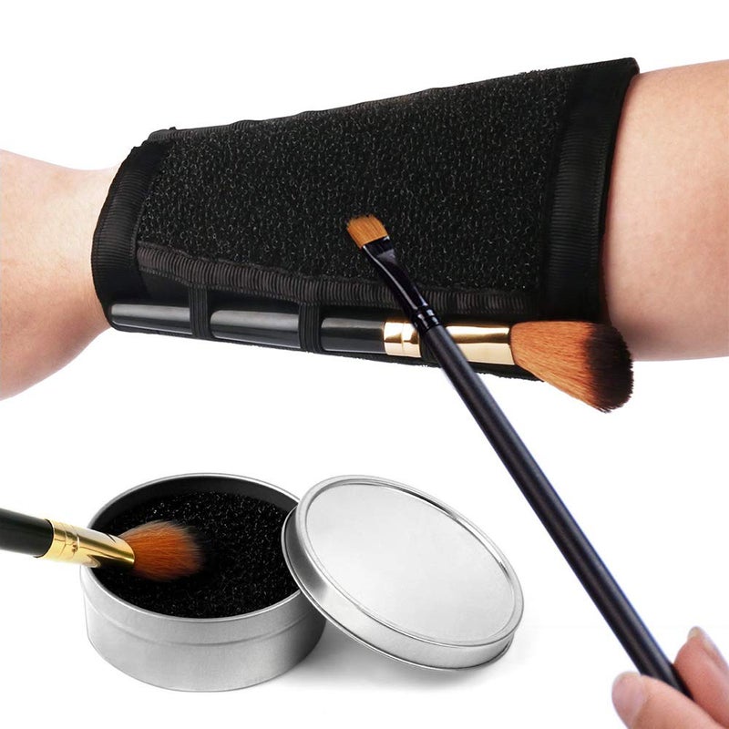 Pinkiou Makeup Brushes Color Removal Cleaner Sponge  Switch Armband Cleaner Arm Sponge 2 in 1 Set