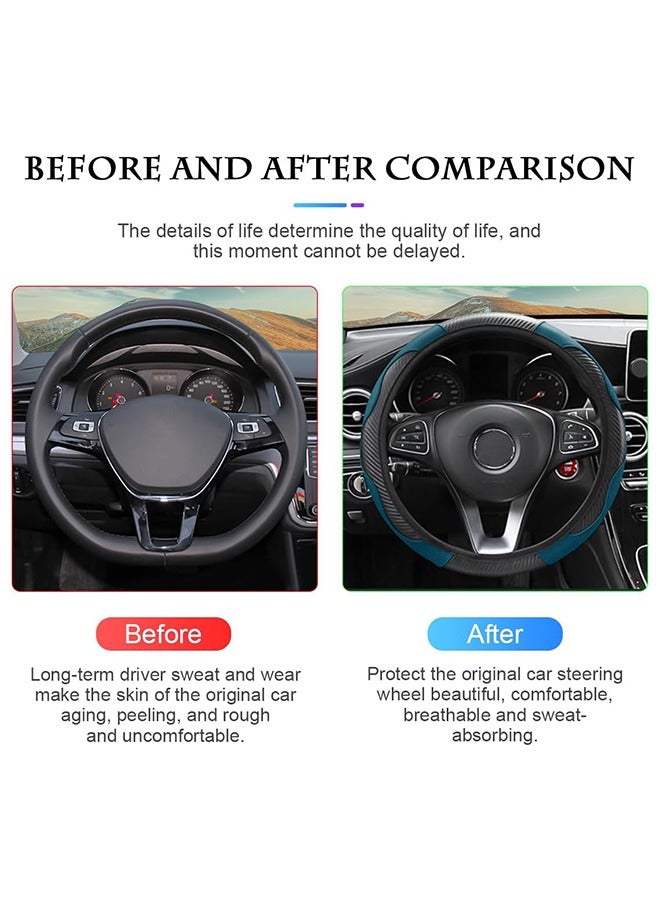 Generic Car Steering Wheel Cover, Universal Microfiber PU Leather Elastic 15 inch Stitching Color Anti-Slip Steering Wheel Protector, Auto Interior Protection Accessories for Men Women (Dark Green) - Image 4