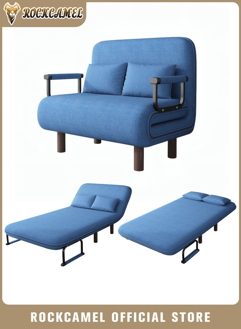 ROCKCAMEL أريكة بذراعين ثلاثة في واحد مع تعديل الزاوية، عرض 100 سم، يمكن تحويلها إلى سرير وأريكة مسند ظهر، قماش الفانيلا الصديق للبشرة، قابل للإزالة والغسل، مناسب للمنزل والمكتب، يأتي مع وسائد مزدوجة، يمكن الاستلقاء أو الجلوس أو النوم، مقعد أريكة مسند ظهر متعدد الوظائف - Image 1