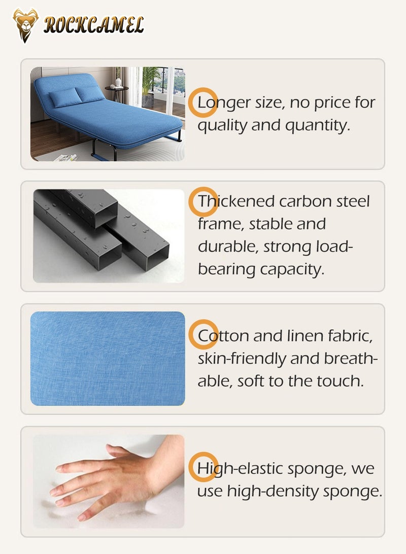 ROCKCAMEL أريكة بذراعين ثلاثة في واحد مع تعديل الزاوية، عرض 100 سم، يمكن تحويلها إلى سرير وأريكة مسند ظهر، قماش الفانيلا الصديق للبشرة، قابل للإزالة والغسل، مناسب للمنزل والمكتب، يأتي مع وسائد مزدوجة، يمكن الاستلقاء أو الجلوس أو النوم، مقعد أريكة مسند ظهر متعدد الوظائف - Image 4