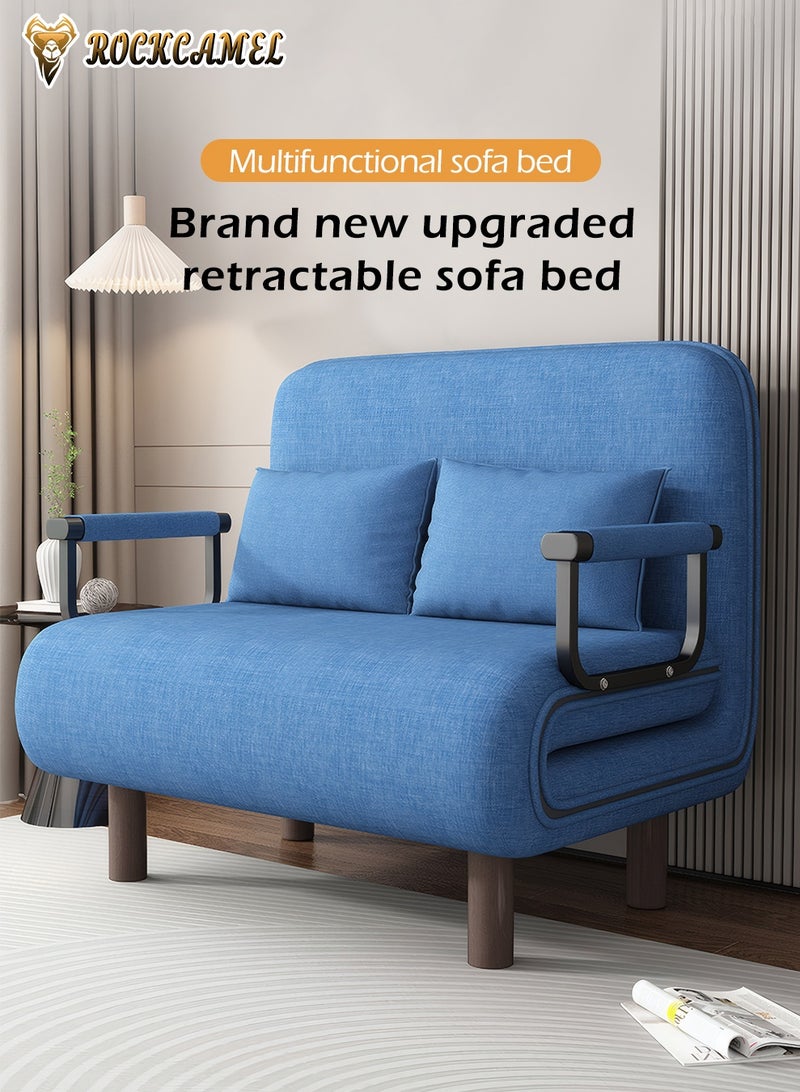 ROCKCAMEL أريكة بذراعين ثلاثة في واحد مع تعديل الزاوية، عرض 100 سم، يمكن تحويلها إلى سرير وأريكة مسند ظهر، قماش الفانيلا الصديق للبشرة، قابل للإزالة والغسل، مناسب للمنزل والمكتب، يأتي مع وسائد مزدوجة، يمكن الاستلقاء أو الجلوس أو النوم، مقعد أريكة مسند ظهر متعدد الوظائف - Image 3