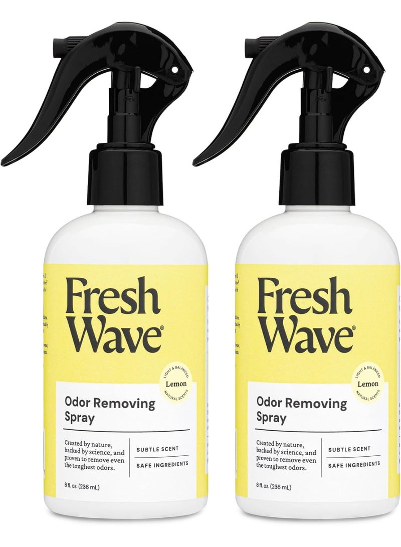 Fresh Wave Lemon Odor Eliminator Spray & Air Freshener, 8 oz., Pack of 2 - Odor Absorbers for Home, Safer Odor Relief, Natural Plant-Based Odor Eliminator, For Furniture, Fabrics & Trash - Image 1