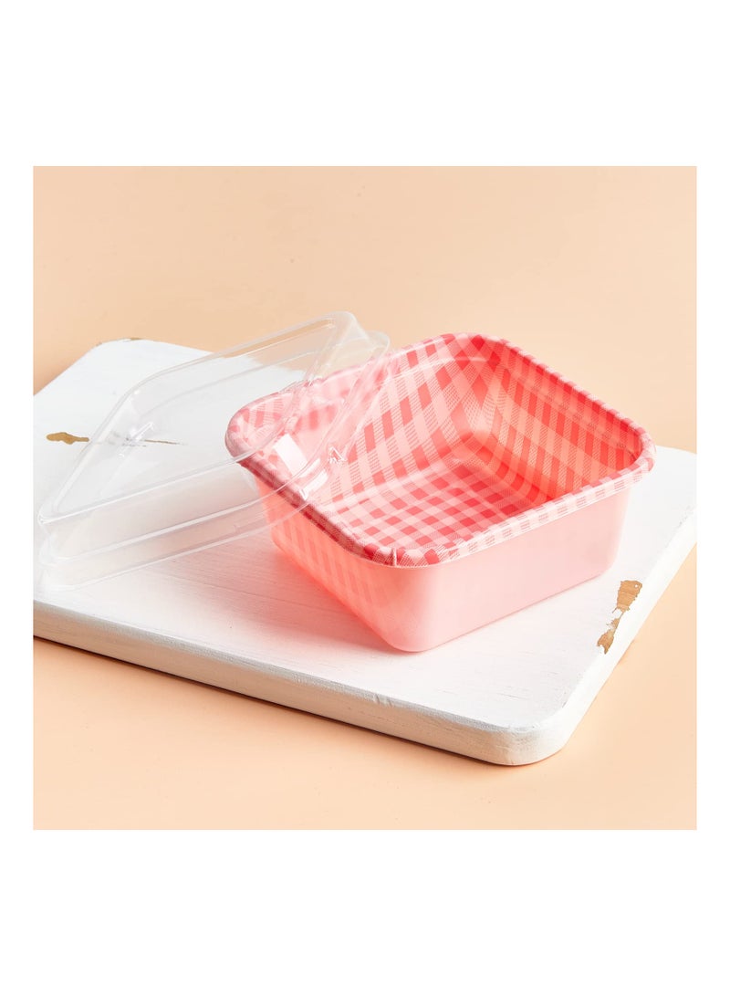 SYOSI Plastic Dessert Cups with Lids, Pink Plaid Charcuterie Boxes, with Clear Lids, to Go Picnic Food Containers, for Cake Slice, Bakery Desserts, Strawberries, Sandwiches, Cookies (50 Pack) - Image 4