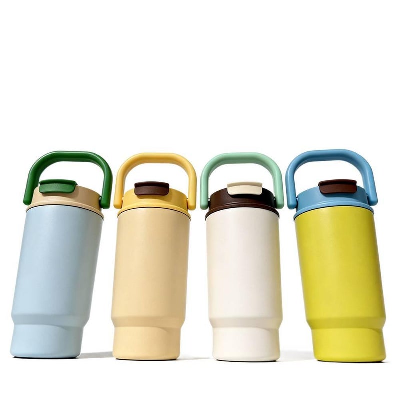 480 ml Stainless Steel Water Bottle Kids with Sipper Lid and Grab Handle in Yellow finish for Tabletop Use - Image 2