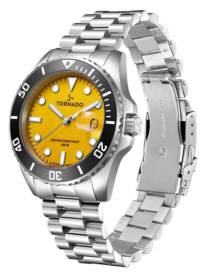 TORNADO Men's Analog Display Watch With Silver Stainless Steel Strap - T22001-SBSYB