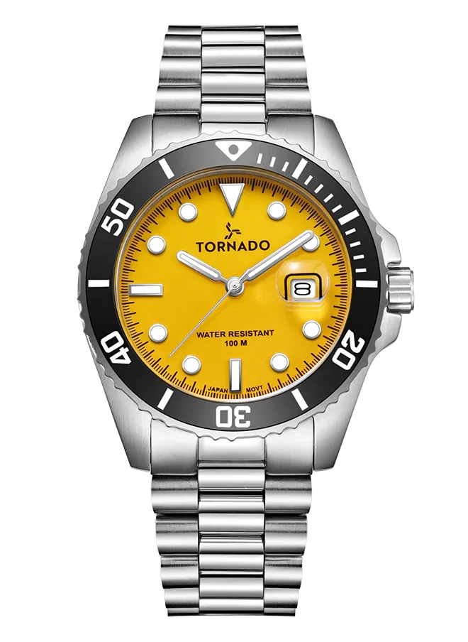 TORNADO Men's Analog Display Watch With Silver Stainless Steel Strap - T22001-SBSYB