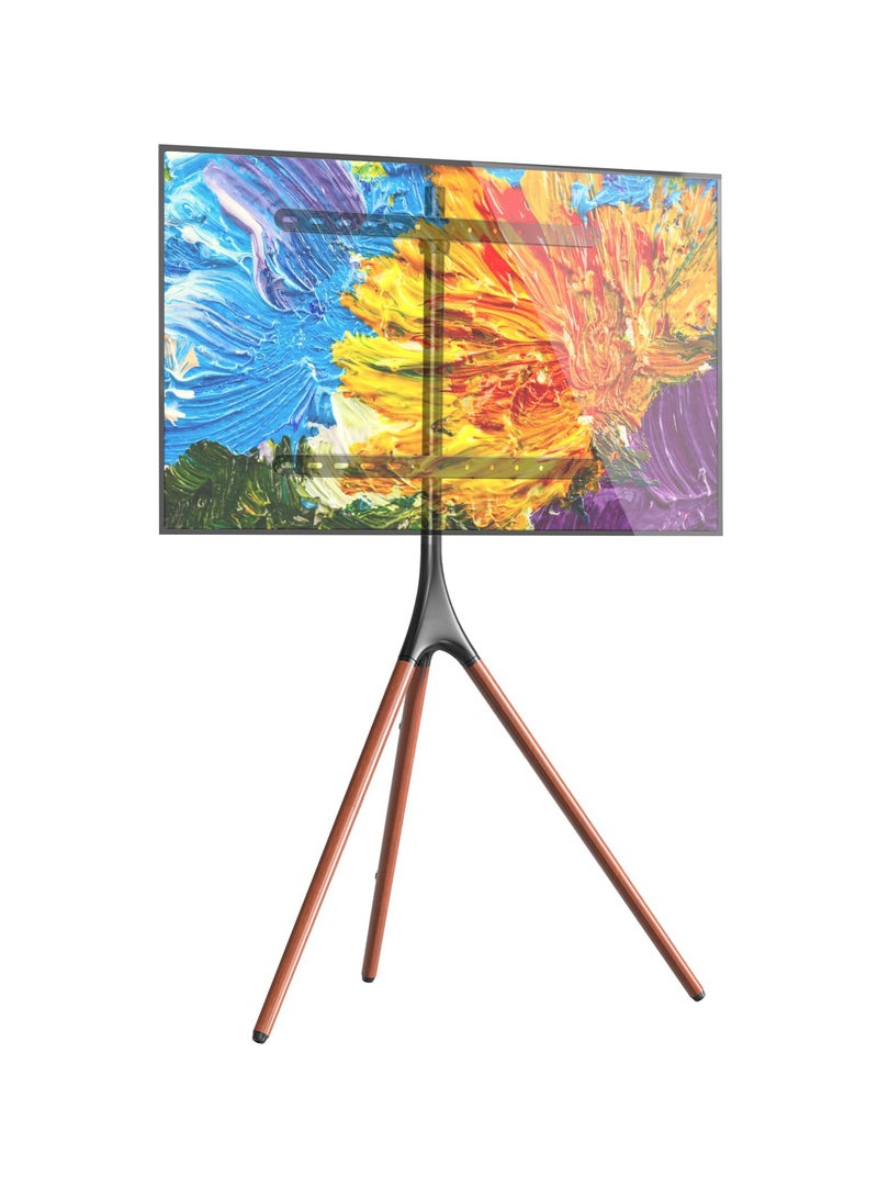 FlashHawk Modern Easel TV Stand with Tripod Base for 45-65 inch LED LCD OLED TV, 180°Swivel Portable TV Mount Stand for Bedroom, Living Room, Studio - Image 1