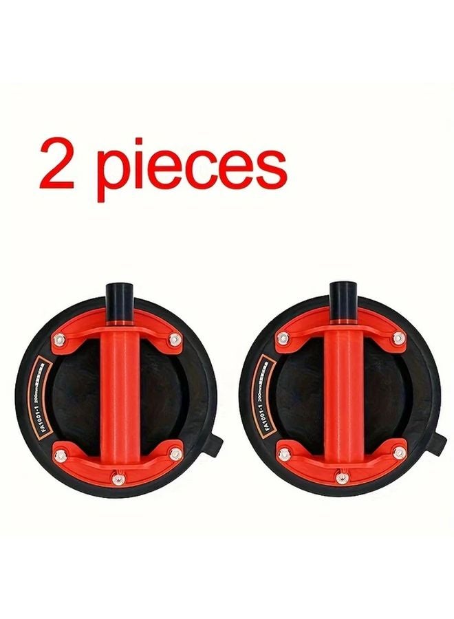 Red Heavy Duty Vacuum Suction Cup Lifter 2pcs For Glass Tile Granite Car Windshield - Image 1