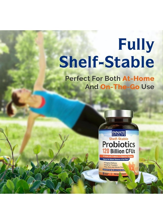 Innate Vitality - Innate Vitality 3-in-1 Probiotics 120 Billion CFUs 34 Strains with Organic Prebiotics & Digestive Enzymes - 30 Vegan Caps - Image 1
