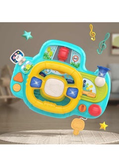Baby Car Seat Toys with Mirror Steering Wheel with Lights, Music and Driving Sounds, Interactive Driving Toy for Toddlers Develops Fine Motor Skills and Imagination