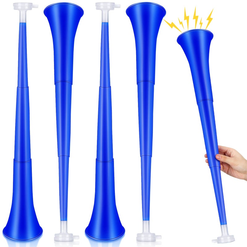 Sosation 4 Pieces Collapsible Stadium Horn 24 Inch Vuvuzela Plastic Trumpet Horn Blow Noisemakers for Sporting Events Football Games Sports Party Supplies Favors AccessoriesBlue - Image 2