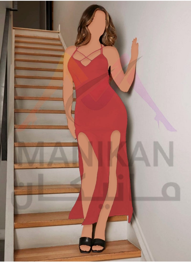MANIKAN MANIKAN Women's lingerie Long dress double split front open slit on both sides for Sleeveless Tank  - Image 3