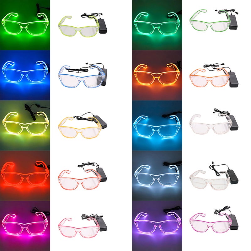 نظارات LED بخيار 10 ألوان - نظارات نيون من سلك إلومينيسنت متوهج للراو، نظارات متلألئة وموهجة للاحتفالات والنوادي والأعياد والمعابين - Image 3