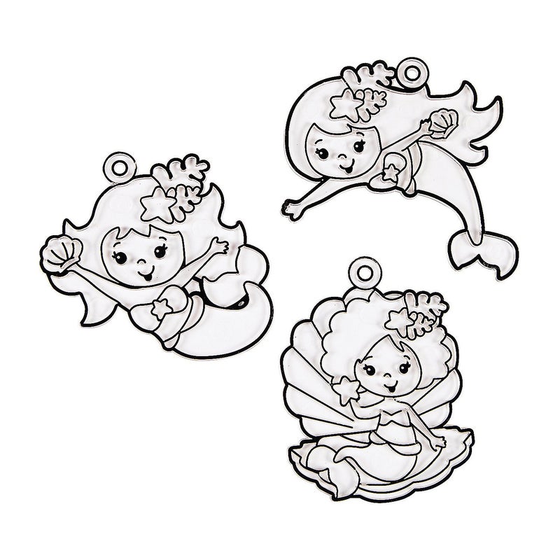 Fun Express Mermaid Paint Your Own Suncatchers - 24 Pieces - Crafts for Kids and Fun Home Activities - Image 1
