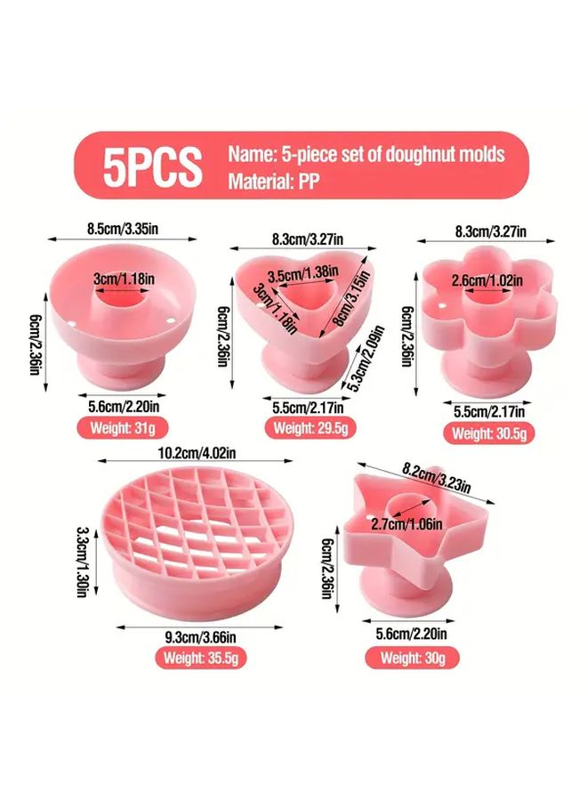 5pcs Multi Shape Donut Mold Set Heart Flower Star Round Pineapple Baking Tool - Image 3