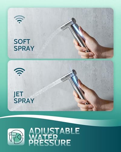 LUFEIDRA Handheld Toilet Bidet Sprayer for Toilet-Adjustable Water Pressure Control with Bidet Hose for Feminine Wash, Stainless Steel Brushed Nickel Cloth Diaper for Baby Wash (Stainless Steel, 3 Pack) - Image 4