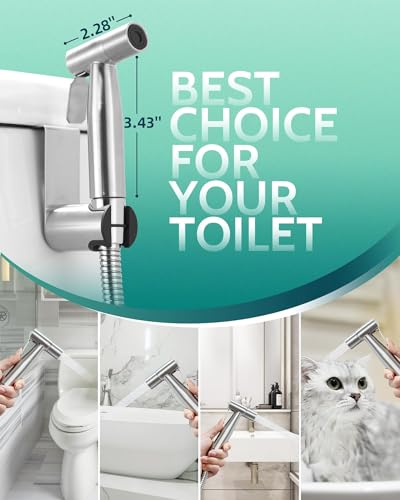 LUFEIDRA Handheld Toilet Bidet Sprayer for Toilet-Adjustable Water Pressure Control with Bidet Hose for Feminine Wash, Stainless Steel Brushed Nickel Cloth Diaper for Baby Wash (Stainless Steel, 3 Pack) - Image 2