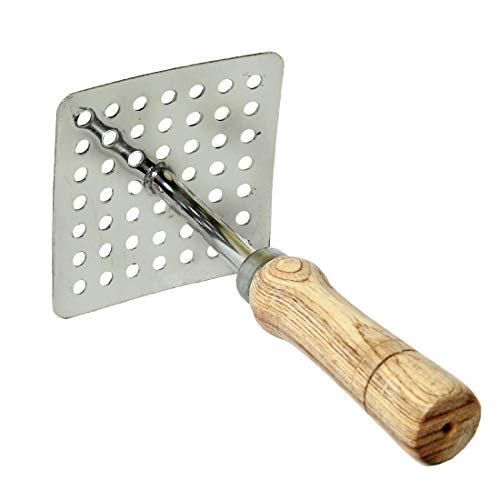 Dharam Paul Traders Stainless Steel Vegetable Masher | Baby Food Mesher | Aloo Masher | Pav Bhaji Smasher with Wooden Handle for Home kicthen, 1 Piece - Image 2