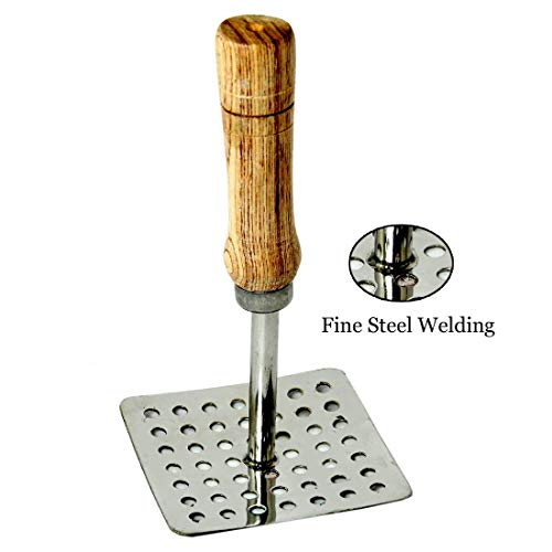 Dharam Paul Traders Stainless Steel Vegetable Masher | Baby Food Mesher | Aloo Masher | Pav Bhaji Smasher with Wooden Handle for Home kicthen, 1 Piece - Image 4