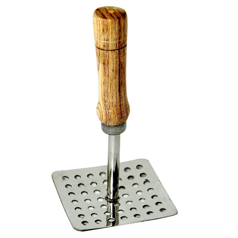 Dharam Paul Traders Stainless Steel Vegetable Masher | Baby Food Mesher | Aloo Masher | Pav Bhaji Smasher with Wooden Handle for Home kicthen, 1 Piece - Image 5
