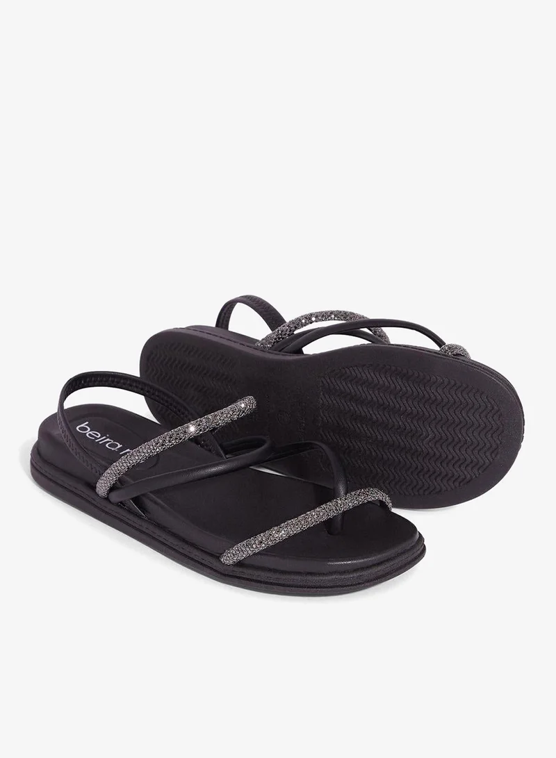 Beira Rio Black Sandals for Women with Back Strap – Stylish & Supportive sling Back Ladies Sandals for Women | Best Price UAE