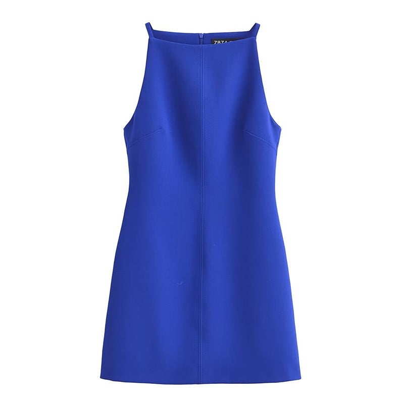 ZA cross-border womens clothing wholesale French pure one-word collar slim slim short sleeveless dress 9479049 Yellow - Image 2
