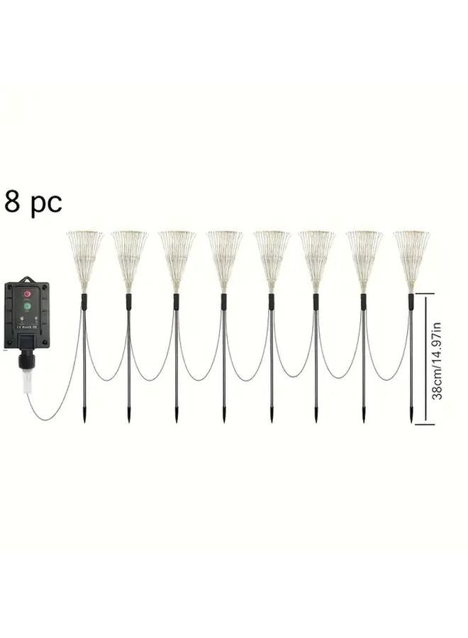 وايت 480LED أضواء حديقة شمسية 8 قطع 8 أوضاع استشعار ذكي ديكور خارجي - Image 3