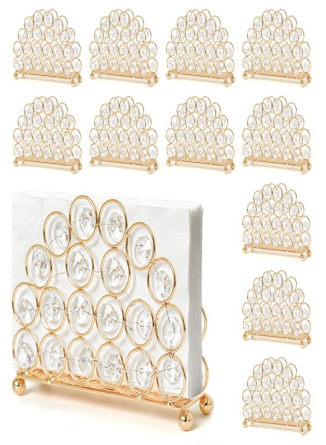 kehail Crystal Napkin Holders,Napkin Storage Box Mail Letter Card Holder for Paper Napkins Modern Tissue Dispenser Bulk for Kitchen, Bathroom, Dining Table, Backyard, Picnic Use (Gold, 12 PCS) - Image 1