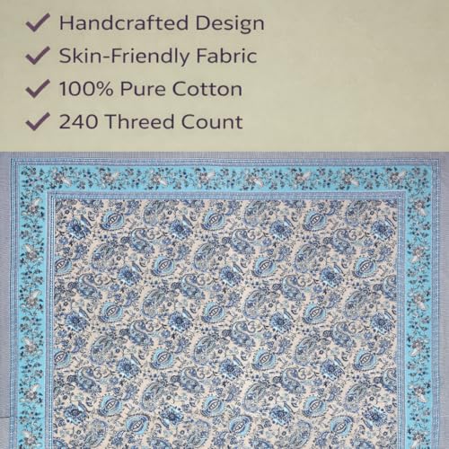 ElanorHomes 240 TC Cotton Double King Size Bedsheet | Ultra-Soft & Skin-Safe | Breathable Summer Comfort | 93x108 inches with 2 Pillow Covers (Silver Breeze) - Image 3